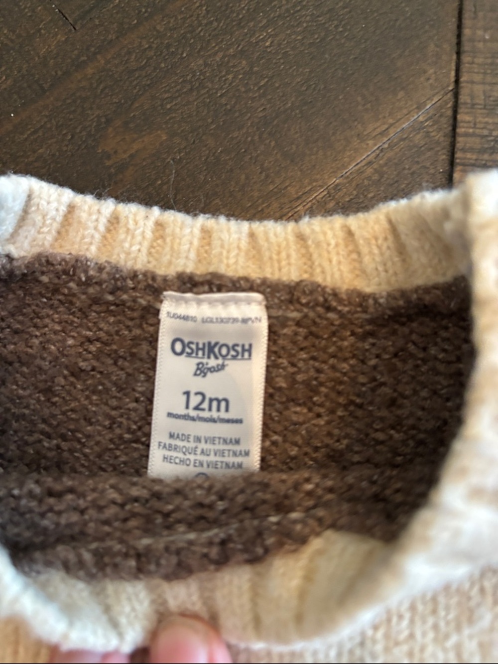 OshKosh B'gosh Brown and Cream Three-Piece Knit Hoodie Set - Picture 3 of 4